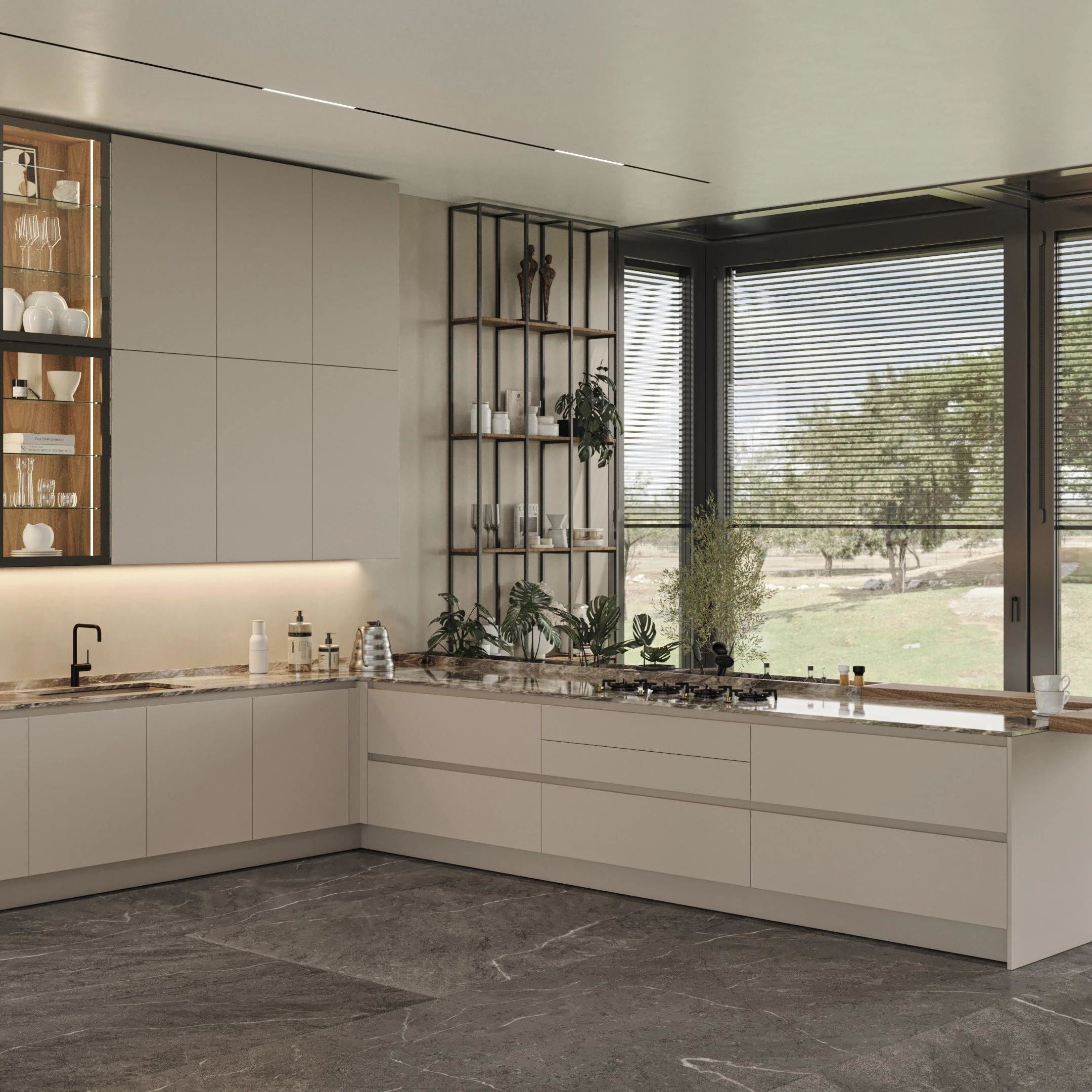 Smart Kitchen Solid Wood White Cupboard Lacquer Melamine Built Modern Design Custom Villa Kitchen Cabinet Complete Set