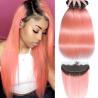 Buy cheap Pink Front Ombre Human Hair Extensions Silk 10A Grade Tangle Free from wholesalers
