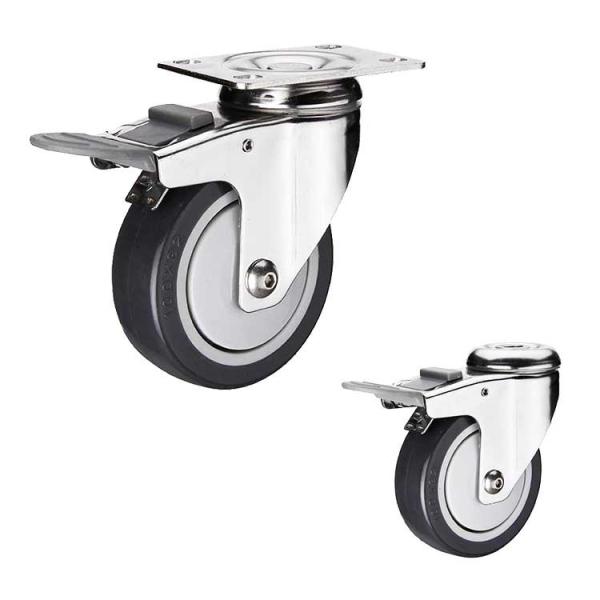 4 Inch Floor - Friendly Grey Wheels Medium Duty Industrial Polyurethane Swivel