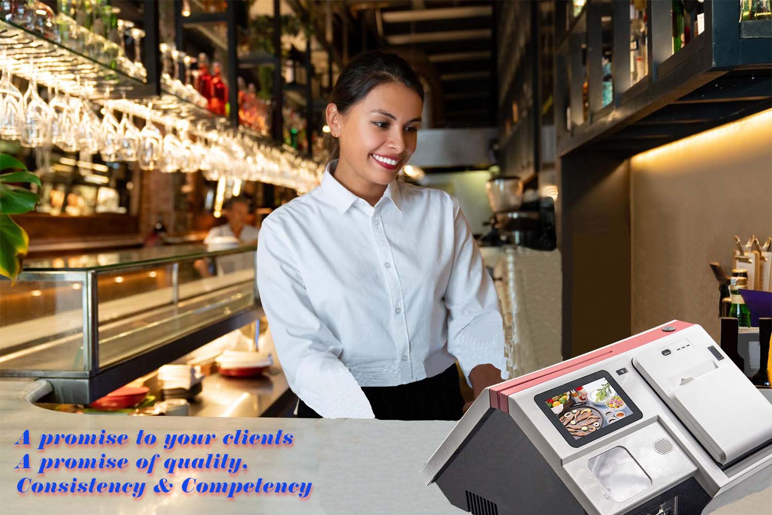 Design 14" Capacitive Touch Panel Android Terminal Checkout Counters with 80mm Printer