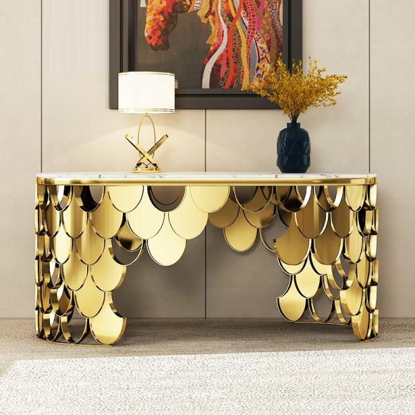 Buy cheap Modern Entryway Marble Console Tables With Stainless Steel Base from wholesalers