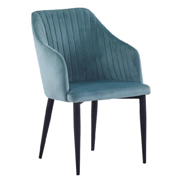 Modern Style High Back Dining Chair , PU Leather Arm Chair Fabric Metal Tube