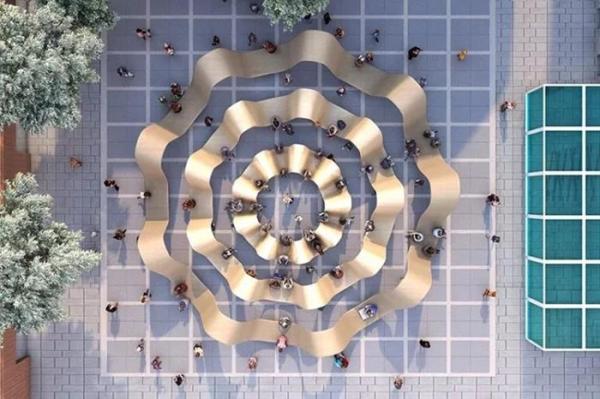 Buy cheap Golden Matte Stainless Steel Sculptures Outdoor Plaza Large Public Sculpture from wholesalers