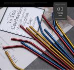 Customized Stainless Steel Smoothie Straws , Lightweight Rose Gold Metal Straws