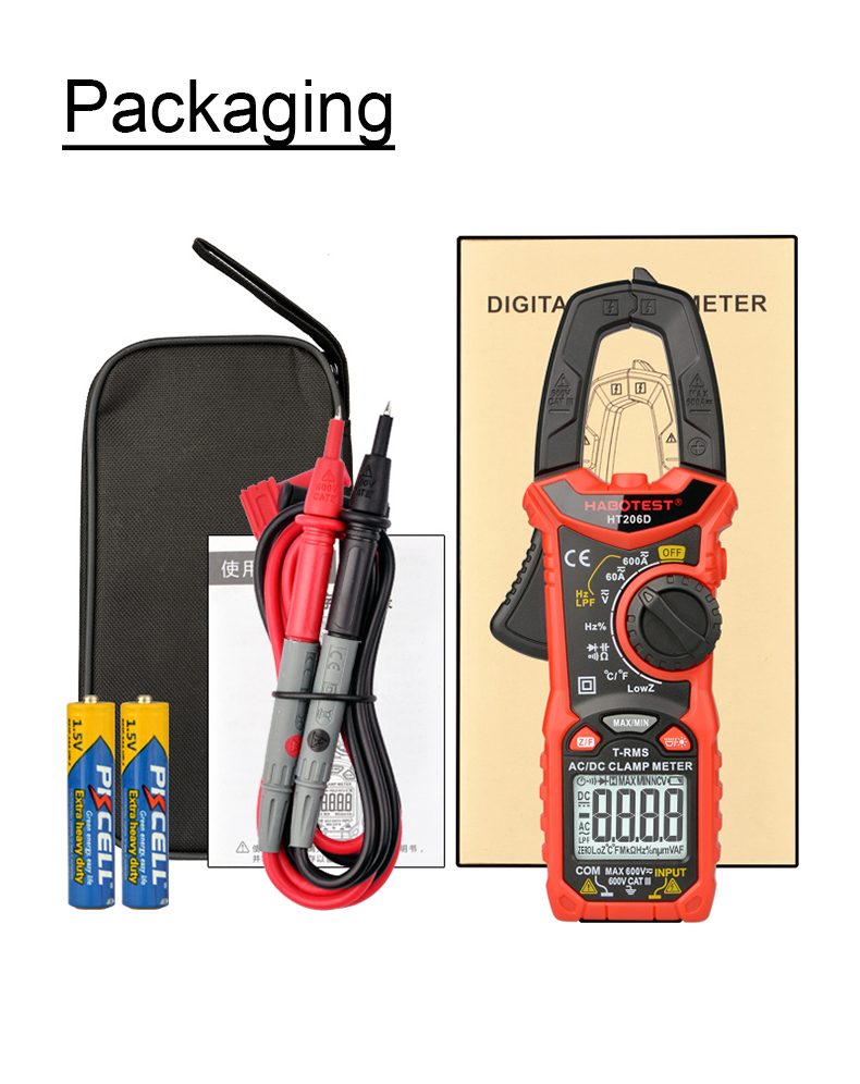 RoHS 600V 600A 6000 Counts 10nF Digital Clamp Meters