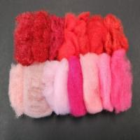 Buy cheap 32mm Colored Polyester Fiber Red Pink PET Staple Fiber Recycled product