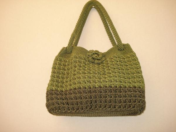 Quality Bag Green Crochet beautiful women Flower bag handbag tote purse handmade bag for sale