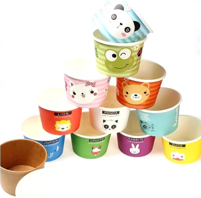 take away 8oz 4oz 7oz icecream cups with 95mm dome lids,12oz Eco-friendly recycled ice cream paper cup with lid spoon