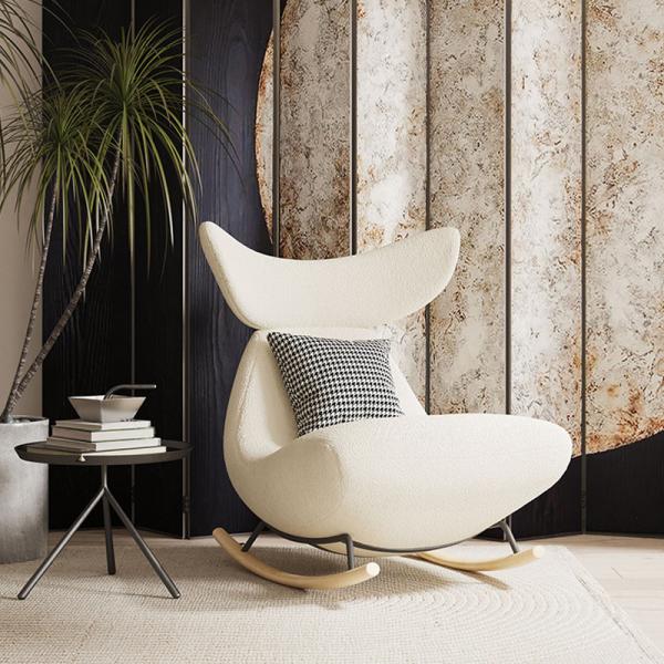 Buy cheap White Flannelette Sitting Room Rocking Chair Teddy Flannel Material L102*W86 from wholesalers