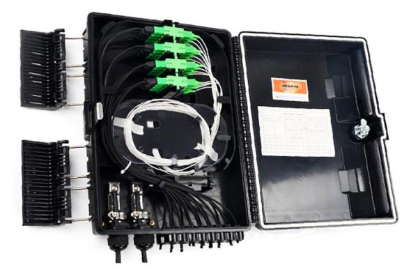 Buy cheap 16 Core Outdoor Black Fiber FTTH Distribution Box 1X16 PLC Splitter Box from wholesalers