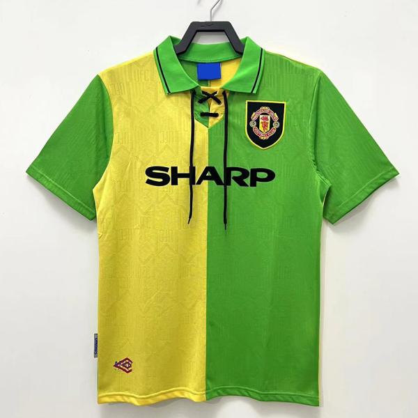 Buy cheap Yellow Green Retro Soccer Jerseys Quick Dry Vintage Football Kits 1992-1993 Season from wholesalers