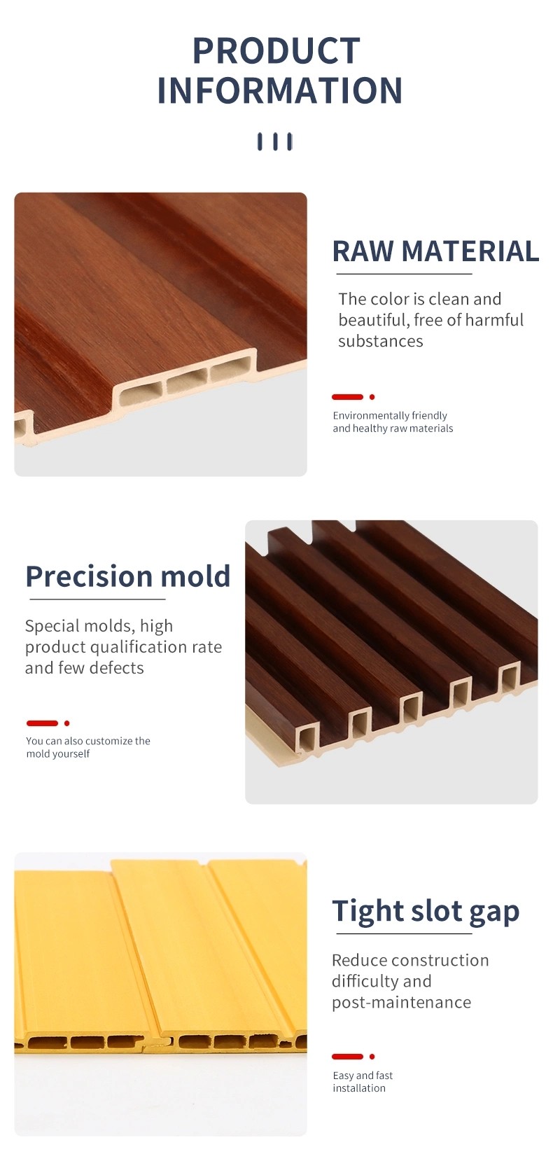 High Class Quality Wood Plastic Composite Decorative Interior Decor 3D Waterproof Wpc Exterior Wall Cladding