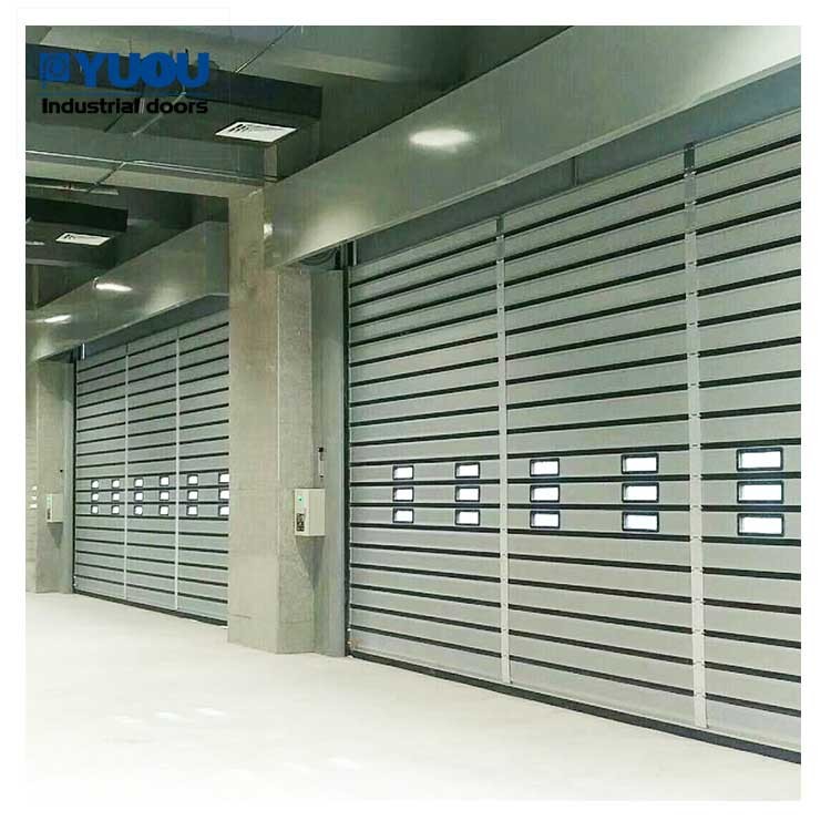 Security 8m Fire Resistant Roller Shutters Doors 2.0m/s Fast Opening Aluminum Spiral