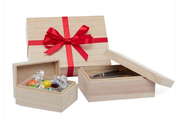Handmade Natural Pine Wooden Storage Box , Unfinished Wood Gift Storage Box With