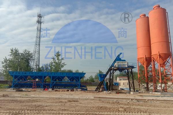 HZS50 Concrete Batching Plant With 3800mm Discharging Height, Cement Batching