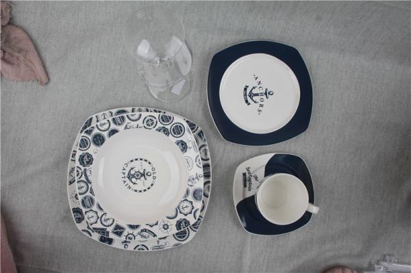 Quality Modern Luxury Fine Bone China Dinnerware Sets Square Shape For Home Decoration for sale