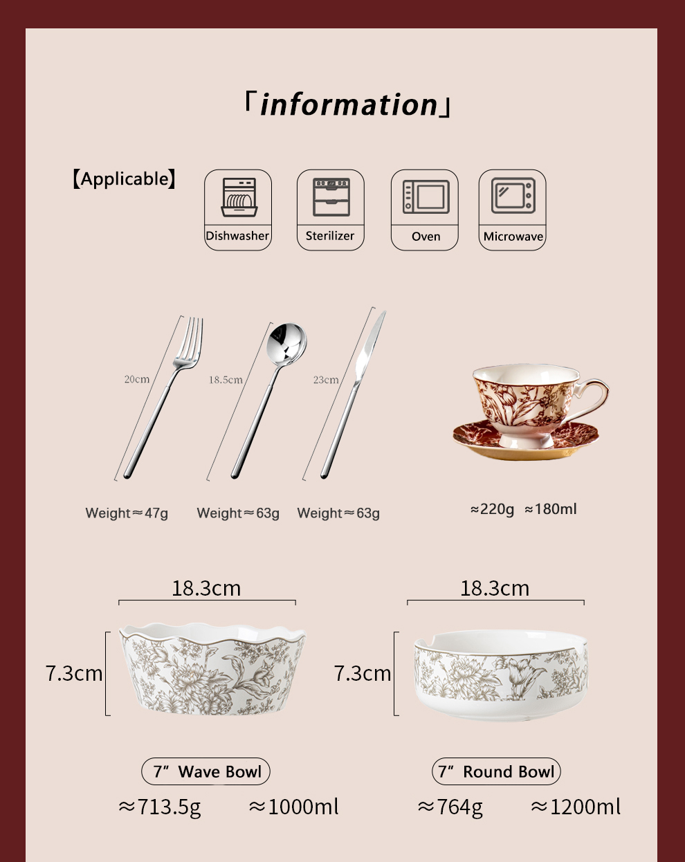 Valentine'S Day 6-Person Porcelain Tableware Gift Set For Wife Girlfriend Or Lovers