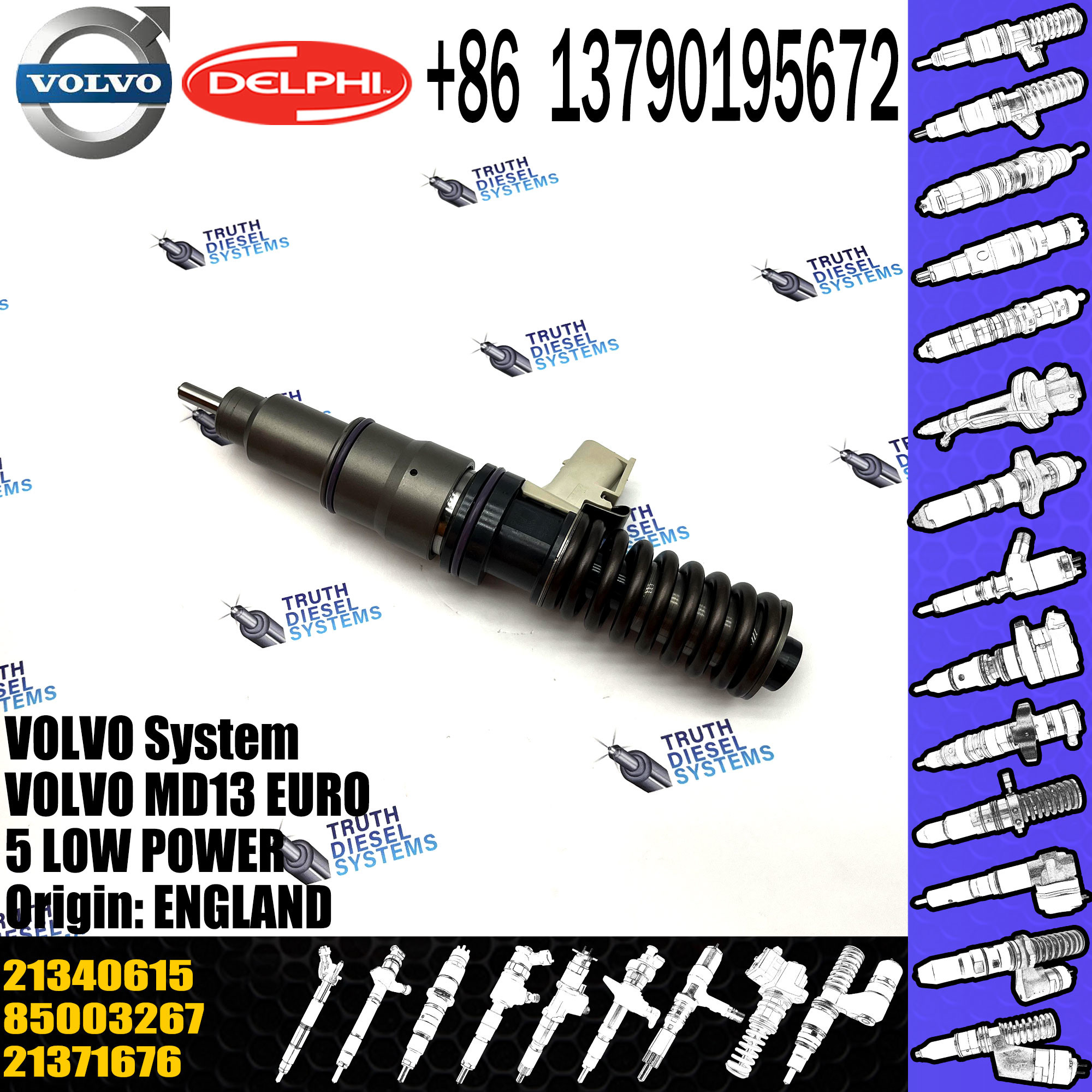 High Quality Diesel Fuel Injector 21371676 21340615 BEBE4D25102 For VOL MD13 EURO 5 MED POWER
