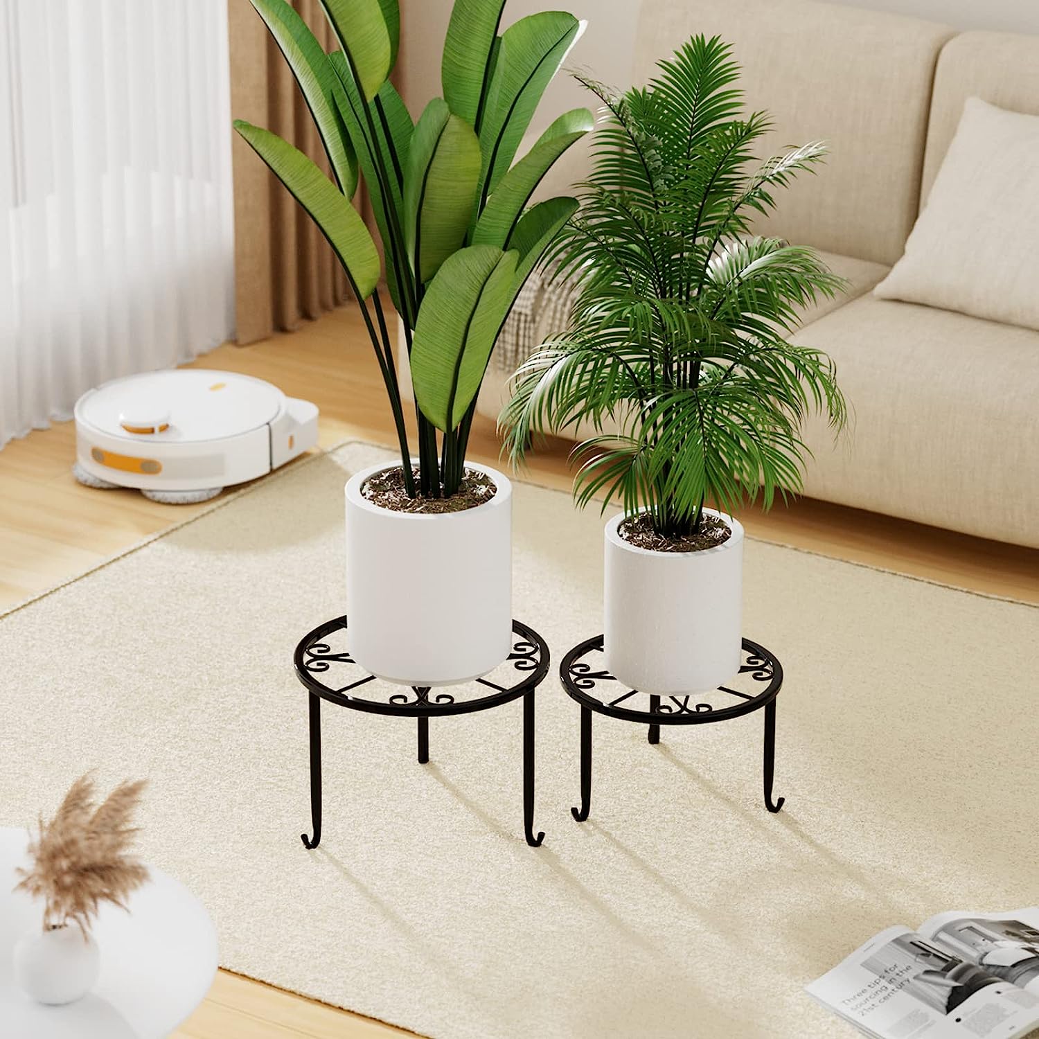 Metal Flower Pot Stand Black Steel Vintage Powder Coating Plant Pots Planters Rack
