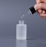 Glass Cosmetic Containers Flat Shoulder Frosted Cosmetic Serum Dropper Bottle
