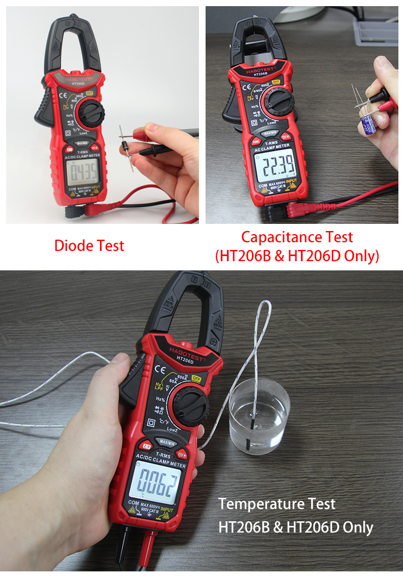 RoHS 600V 600A 6000 Counts 10nF Digital Clamp Meters