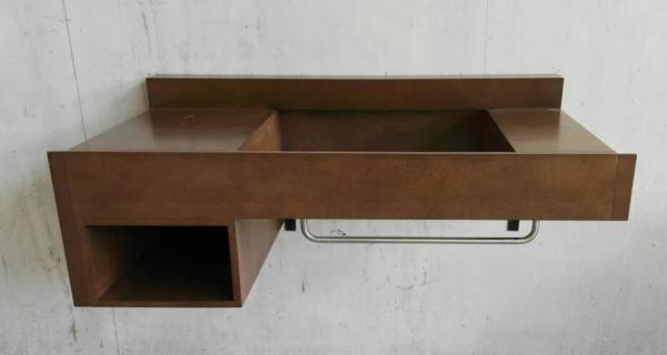 Buy cheap Economy Plywood wall hung bathroom vanity base with metal bar,wooden bathroom cabinet for hotel furniture with low price from wholesalers