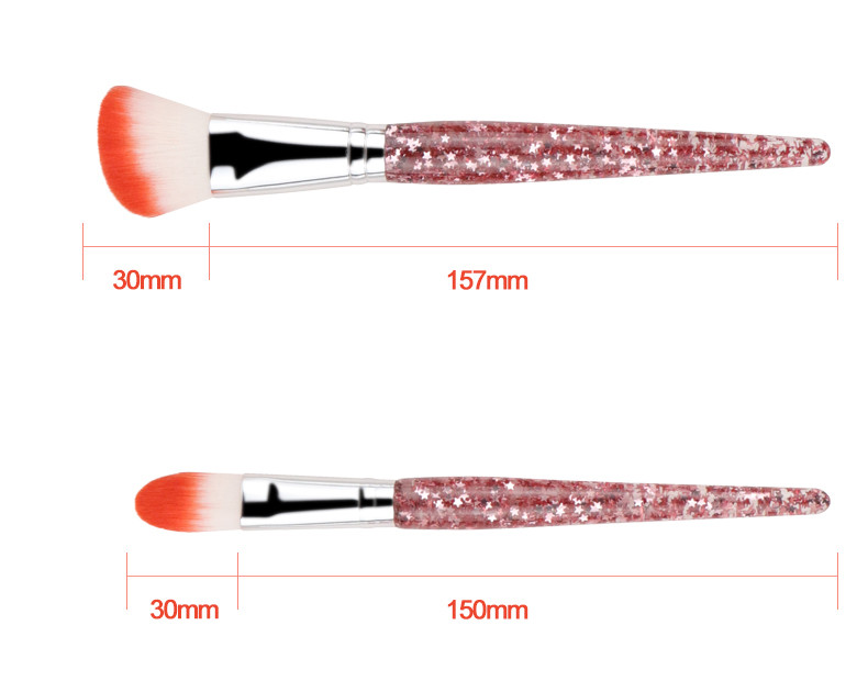 Fashion Cosmetic Makeup Brush Set 6 Pcs with star glitter inside the handle