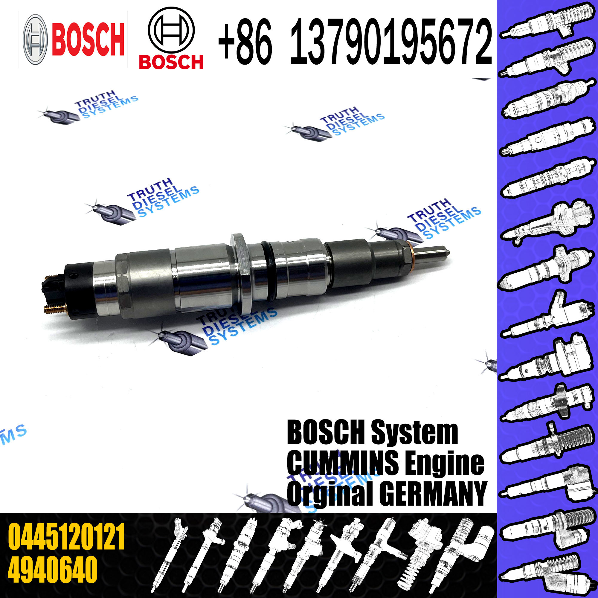 Common Rail Fuel Injector 0445120121 FOR BOSCH Diesel Injector 0986AD1047 Cummins 4940640 0 445 120 121