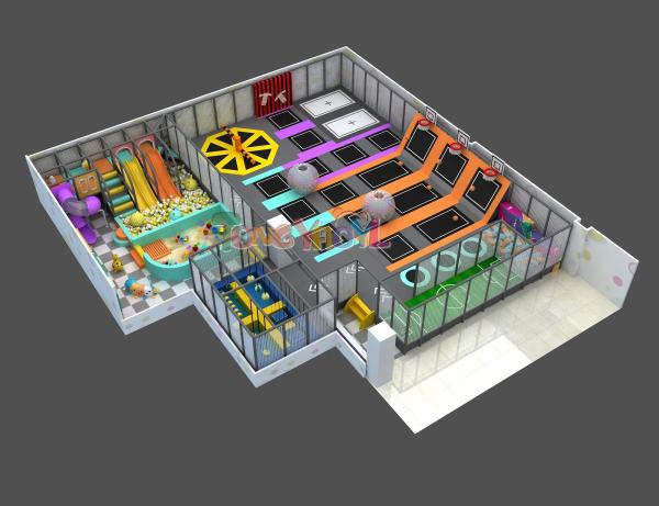 Cool Themes Commercial Trampoline Equipment Customizable Indoor Playground With
