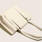 Armpit White Leather Tote Handbags BSCI Zip Top Tote Bag