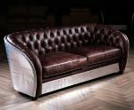 Vintage Leather Loveseat Aviator Sofa Aviation Couch