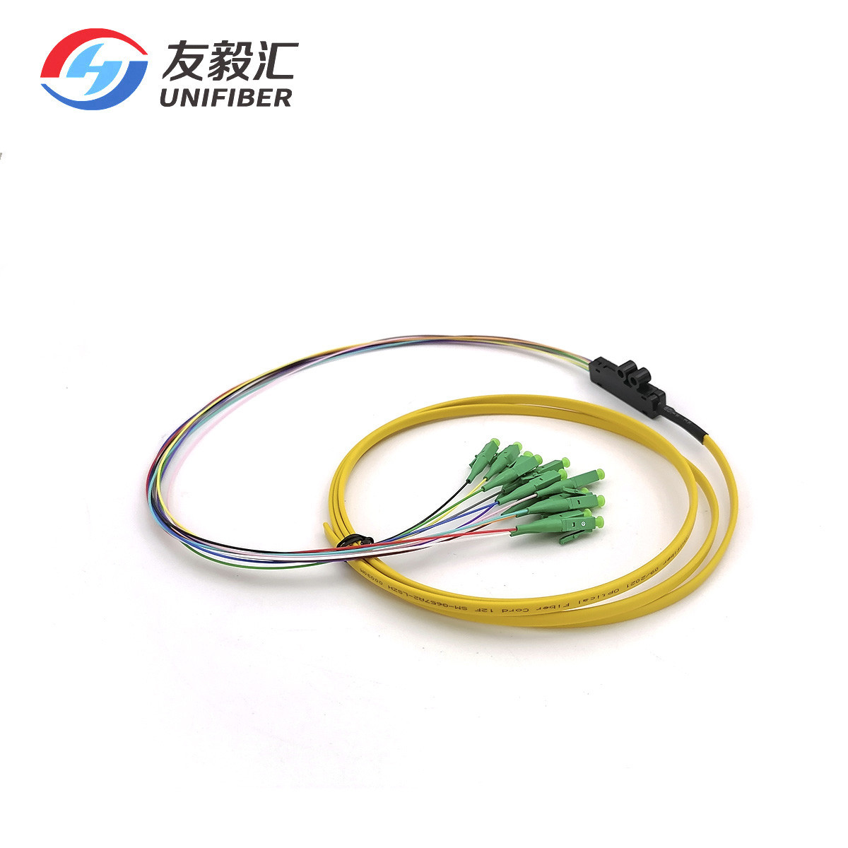 LC APC Ribbon Fiber Fan Out Pigtails 12 Core 900um Single Mode G657A2 1.5m