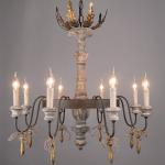 Wood and wrought iron chandelier wood ceiling lamp (WH-CI-58)
