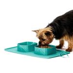 Pet Bowl Silicone Folding Pet Bowl Non-Slip Dog Double Bowl Flannel Bag Dog Bowl