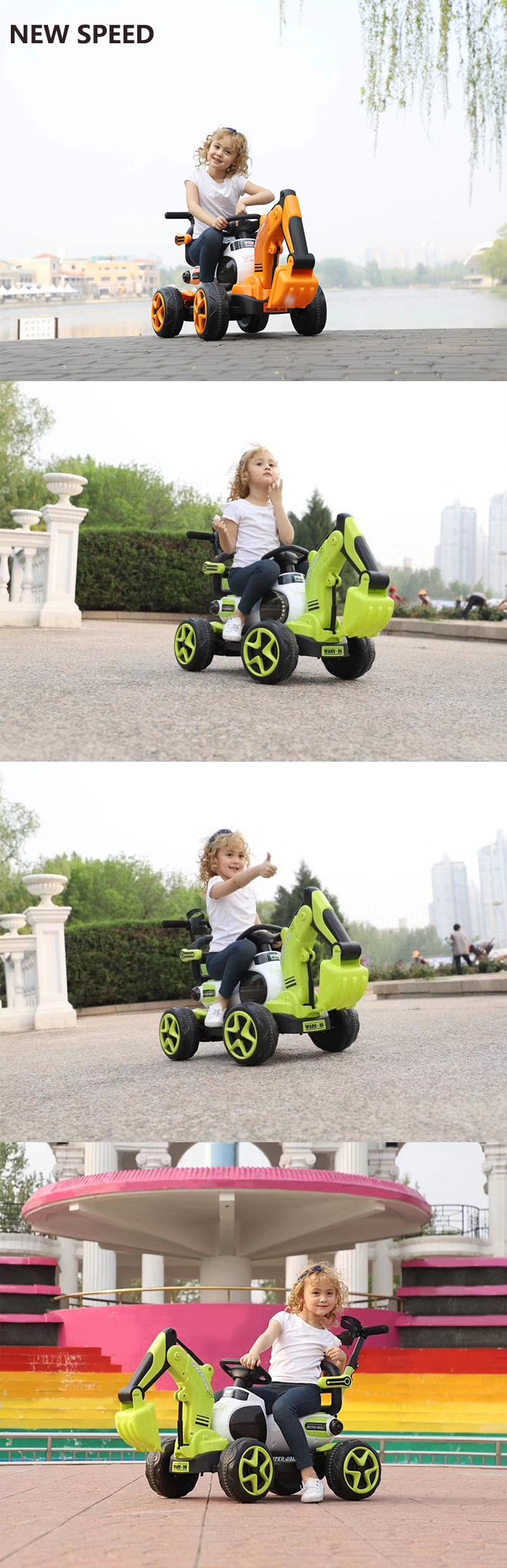 6V380 Clutch Motor Electric Ride On Toy Excavator With Electric Digging Arm for Kids