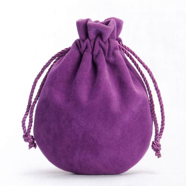 Buy cheap Purple Round Bottom Drawstring Bag , 5*7cm Velour Travel Jewelry Pouch Drawstring from wholesalers