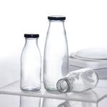 OEM 250ml 500ml 1000ml 2 Litre Glass Milk Bottles Jug Food Grade Round Shape