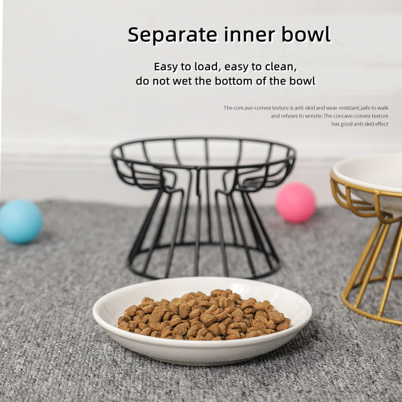 Ceramic Cat Food Basin Double Bowls Protect Cervical Vertebra
