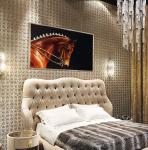 Modern Solid Wood Platform Bed Matted Leather Tufted Button Bed Frame