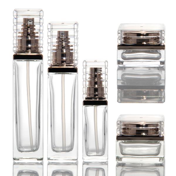 30ml 50ml 80ml 100ml Transparent Glass Pump Bottle For Serum Essential Oil