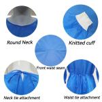 Level 1/2/3 Disposable SMS Blue Isolation Gowns Reinforced Tie Attachment Anti