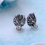 925 Black Silver Lion Unisex Design Stud Earrings(XH056786W)