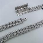 18mm Sterling Silver Men's Hip Hop Jewelry 24 Inch OEM Moissanite Hip Hop