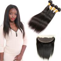 Buy cheap Double - Drawn Strong Weft Indian Human Hair Bundles 13 * 4 Lace Frontal product