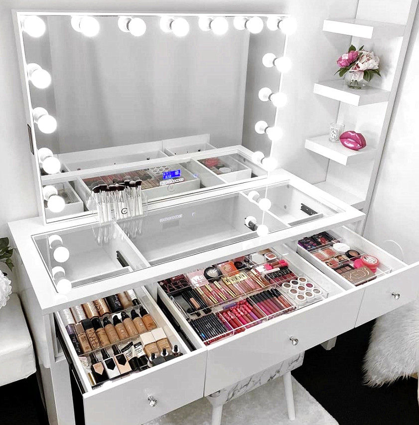 Bedroom Furniture Custom Makeup Vanity Hollywood Mirror Dressing Table