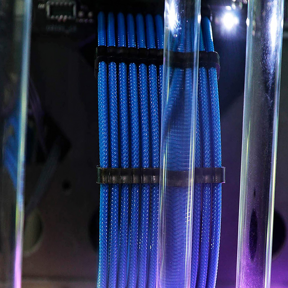 Curved Extension Cord 24pin*2 4+4pin EPS*1 Pcie 8pin (6pin+2pin)pcie*2 Sleeved Power Supply Extension Cable Blue Computer