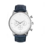 Blue Crocodile Band Stainless Steel Chronograph Watch With Butterfly Buckle