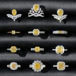 Oval Cut Lab Diamond Jewelry Lab Created Canary Diamond Rings 1ct