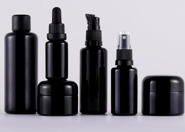 Black Skin Care Packaging Cream Bottle Glass Skincare Packaging Cream Cosmetic