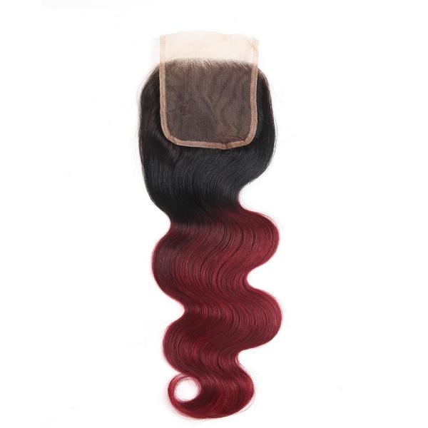 Buy cheap Brazilian 4x4 Lace Closure 1b 99j Burgundy Body Wave Closure Ombre Color from wholesalers